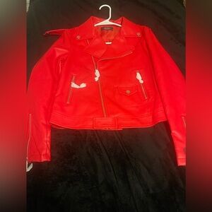 Red Hot Faux Leather Jacket ❤️